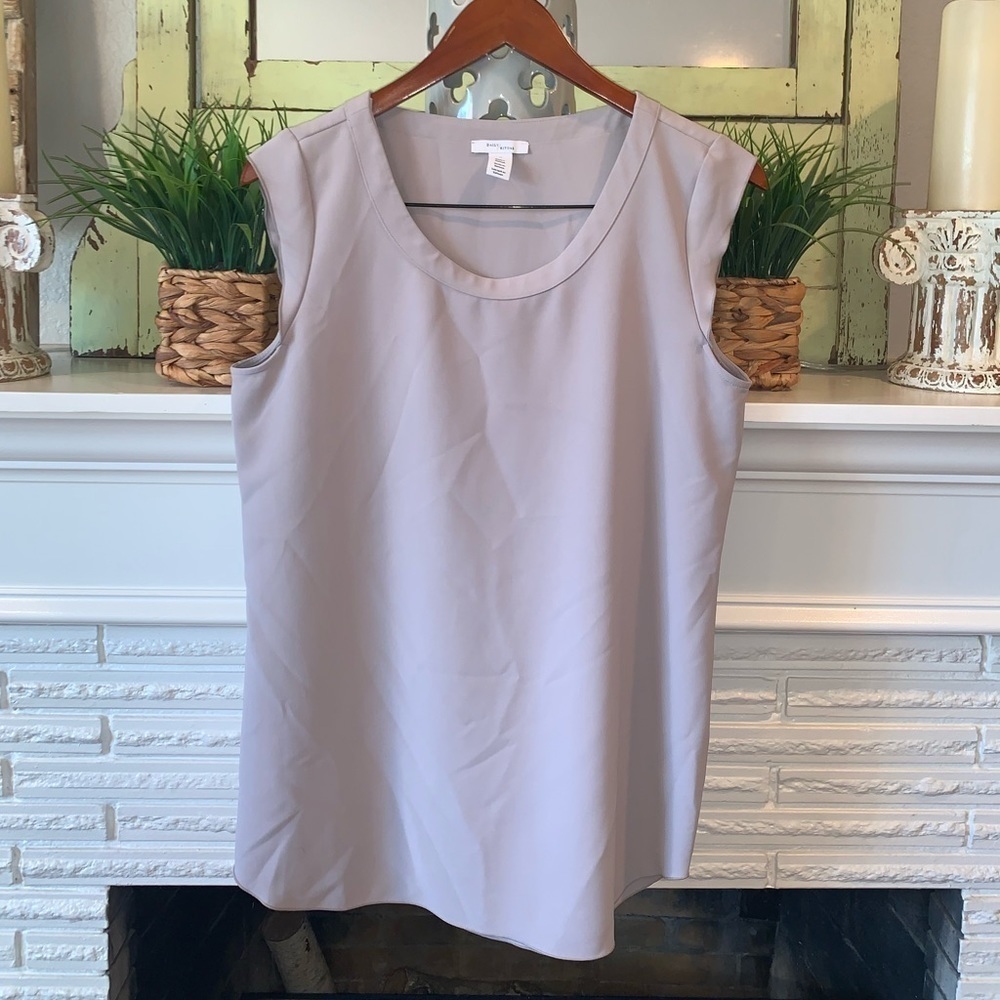Daily Ritual Gray Ruffle Accent Cap Sleeve Blouse Size 10 Women’s